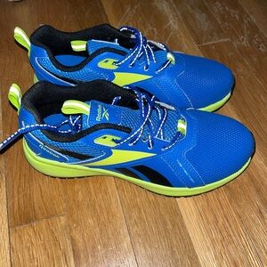 Reebok Blue and Neon Green Athletic Shoes Boys Size 3
